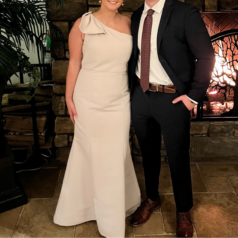 Amsale Sierra Bridesmaid Dress in Champagne size 12